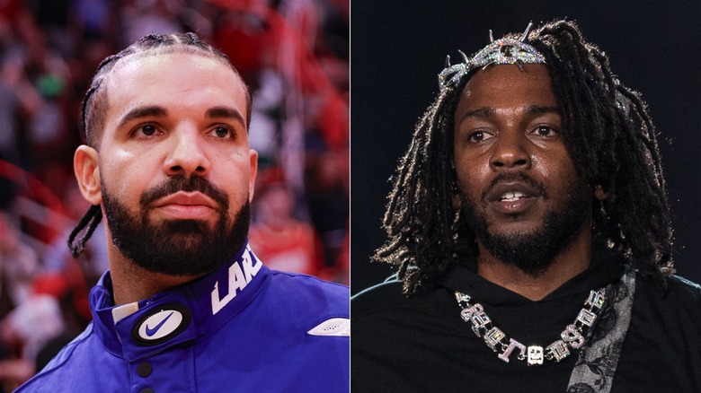 Drake se renfrogne et Kendrick Lamar regarde dehors