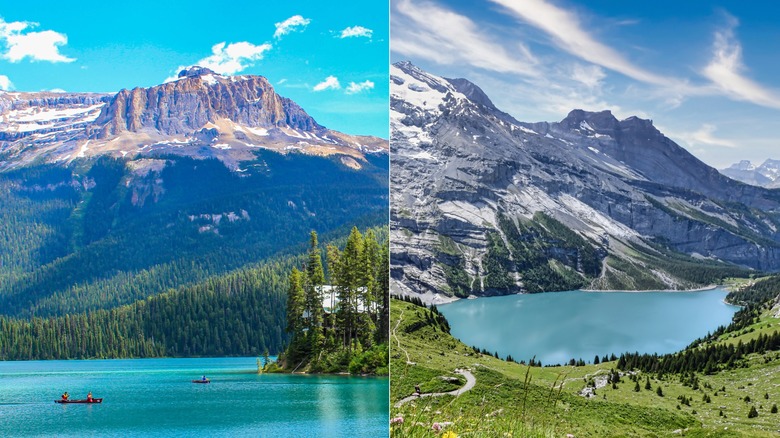 Le lac Émeraude au parc national Yoho et le lac Oeschinensee en Suisse