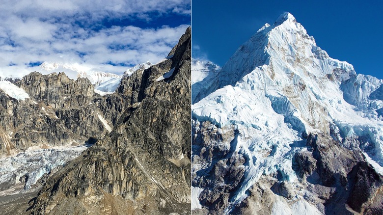 Côte à côte du mont Payer dans le parc national de Kluane contre la vallée du Khumbu dans l'Himalaya