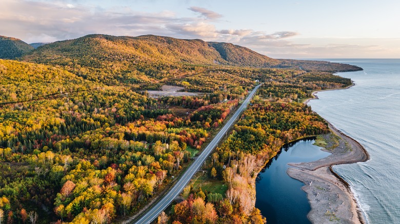 Vue aérienne de la piste Cabot en Nouvelle-Écosse 