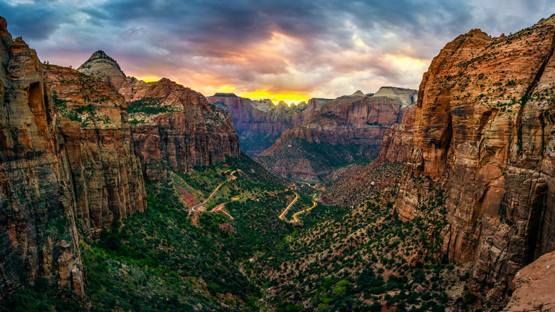 Coucher de soleil sur le parc national de Zion