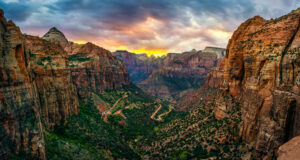 Coucher de soleil sur le parc national de Zion