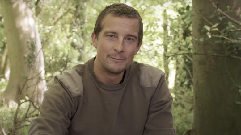 Bear Grylls avec une forêt en arrière-plan