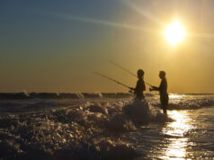 pêche au surf le long de la côte du golfe