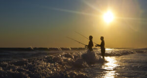 pêche au surf le long de la côte du golfe